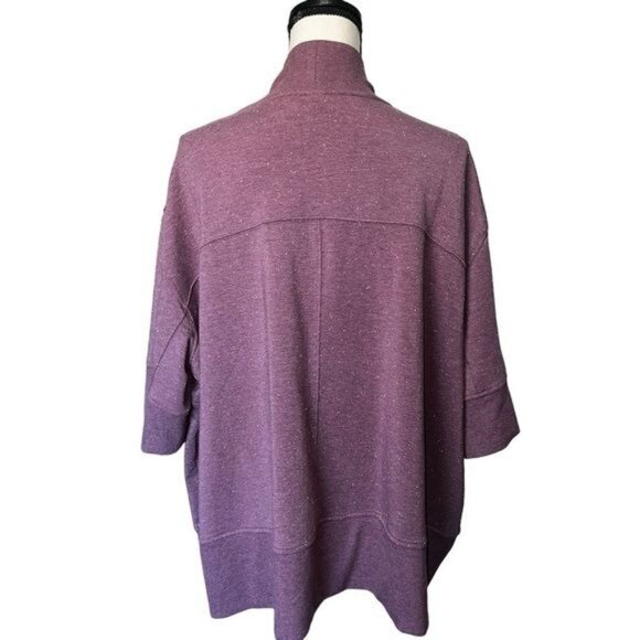 Athleta Open Front Lotus Textured Cardigan Wrap Purple w/ Pockets Womens Sz S/M - Picture 9 of 11